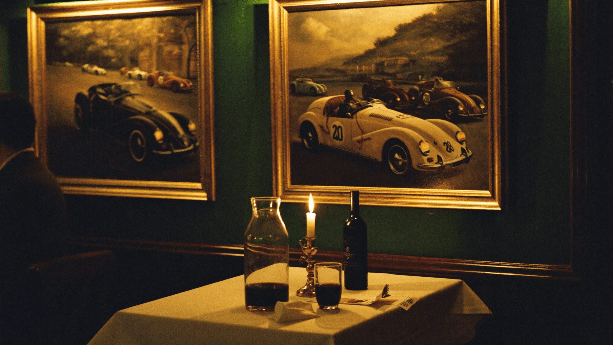 A candlelit bistro table with red wine — AI-visualized concept art